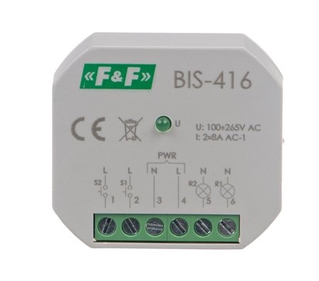 Bistabiles Relais Stromstoßrelais Beleuchtung Licht F&F BIS-416-230V