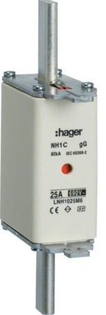 NH-Sicherungseinsatz  NH1C gG 690V 80A Kombimelder Grifflasche spannungsführend Hager LNH1080M6