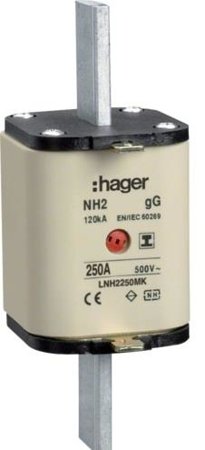 NH-Sicherungseinsatz NH2C gG 500V 250A Kombi- Melder mit isolierter Grifflasche Hager LNH2250MK